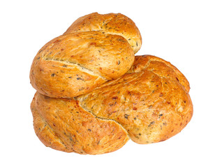 The ruddy buns. Isolated on white