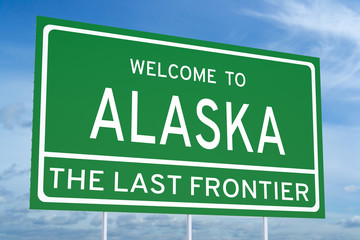 Welcome to Alaska state road sign