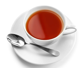 Porcelain cup of tea isolated on white background