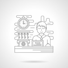 Hotel booking flat line icon