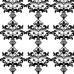 Classic style floral ornament pattern in black. Vector