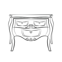 Classic furniture with royal luxury ornaments and drawers. Vector