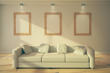 Fototapeta premium blank frames in loft interior