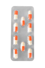 Pills in the blister pack, isolated on white