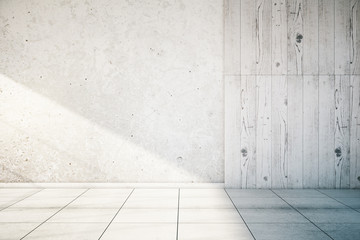 Fototapeta premium Blank concrete/wooden wall interior.