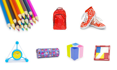 office and student accessories isolated on a white background. B