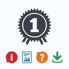 First place award sign icon. Prize for winner.