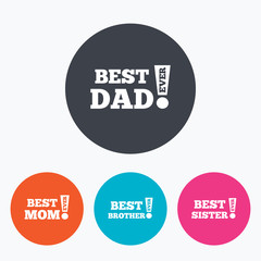 Best mom and dad, brother, sister icons.