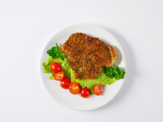marinated pork steak with vegetebles