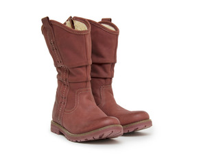 Stylish boots isolated on white