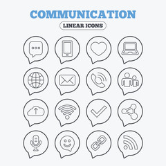 Fototapeta premium Communication icon. Smartphone, laptop and chat.