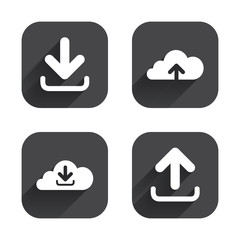 Download now signs. Upload from cloud icon.