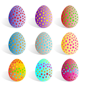 HAPPY EASTER. Colored Easter eggs, set on a white background. Eggs symbol Vector. Egg symbol JPEG. Egg symbol Image. Egg symbol Graphic. Egg Icon Art. Egg Icon JPG.Egg - stock vector
