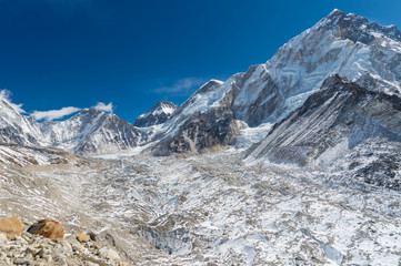 Scenery in the Himalayas near Everest Base Camp, In Nepal.