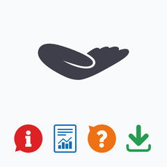 Donation hand sign icon. Charity or endowment.