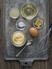 rustic homemade mayonnaise and ingredient