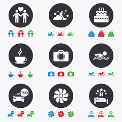 Hotel, apartment service icons. Swimming pool.