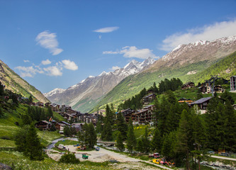 view over Zermatt village - obrazy, fototapety, plakaty