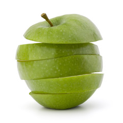 Green sliced apple isolated on white background cutout