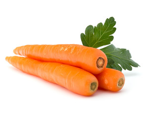 Sweet raw carrot tuber isolated on white background cutout