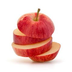 Red sliced apple isolated on white background cutout