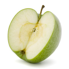 Green sliced apple isolated on white background cutout