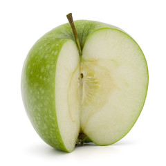 Green sliced apple isolated on white background cutout