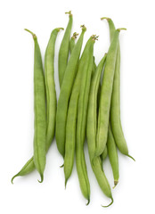 Green beans handful isolated on white background cutout