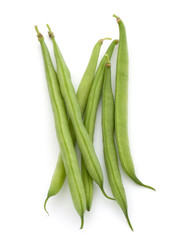 Green beans handful isolated on white background cutout