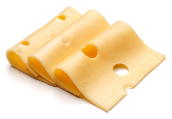 cheese slices isolated on white background cutout