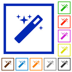 Magic wand framed flat icons