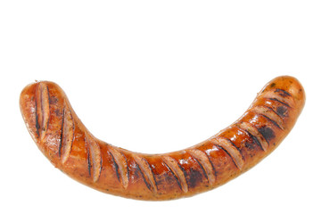 Fried sausage on white background