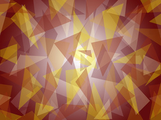 Abstract triangle shapes randomly layered, in fresh vinaceous red shades with bright center, graphic art, vector illustration in modern contemporary art design. Suitable as background texture pattern.