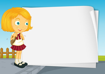 Border design with girl in school uniform