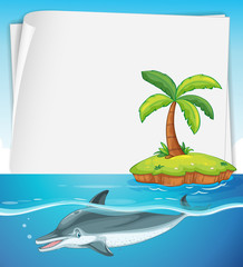 Paper design with dolphin in the sea © GraphicsRF