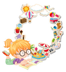 Little girl reading book