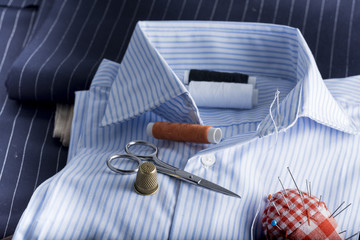 view of a tailored suit from a tailor in his studio