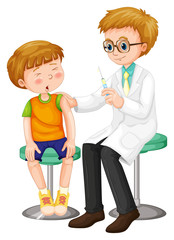 Doctor giving shot to the boy