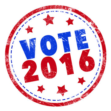 Vote 2016 word stamp text on white background