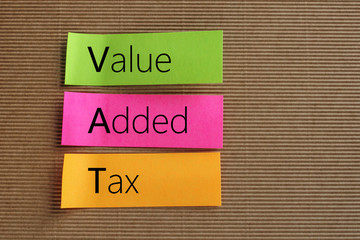 Value Added Tax (VAT) text on colorful sticky notes