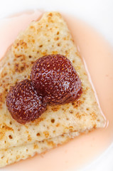 Pancakes with strawberry jam