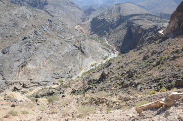 Fototapeta na wymiar View into barren valley in Oman