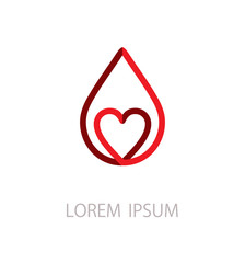Drop and heart - flat icon.