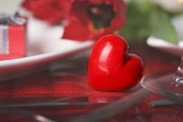 Beautiful romantic table setting for . St. Valentines Day