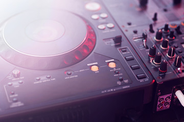 DJ mixer closeup