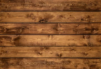 Foto op Canvas Middellange bruine houtstructuur achtergrond van boven gezien. De houten planken zijn horizontaal gestapeld en hebben een versleten look. Dit oppervlak zou geweldig zijn als ontwerpelement voor een muur, vloer, tafel enz ... © lounom