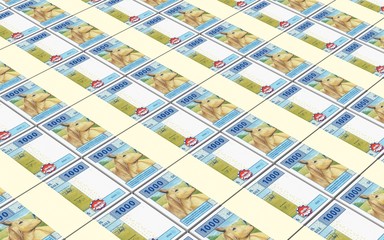 Central African CFA francs bills stacked background. Computer generated 3D photo rendering.