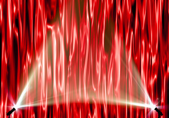 Red Curtain Background with Spotlights