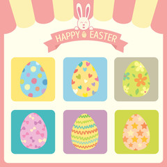 Easter painted eggs design pattern pink frame