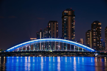 Obraz premium Tokyo Sumida river and Eitai bridge in Japan